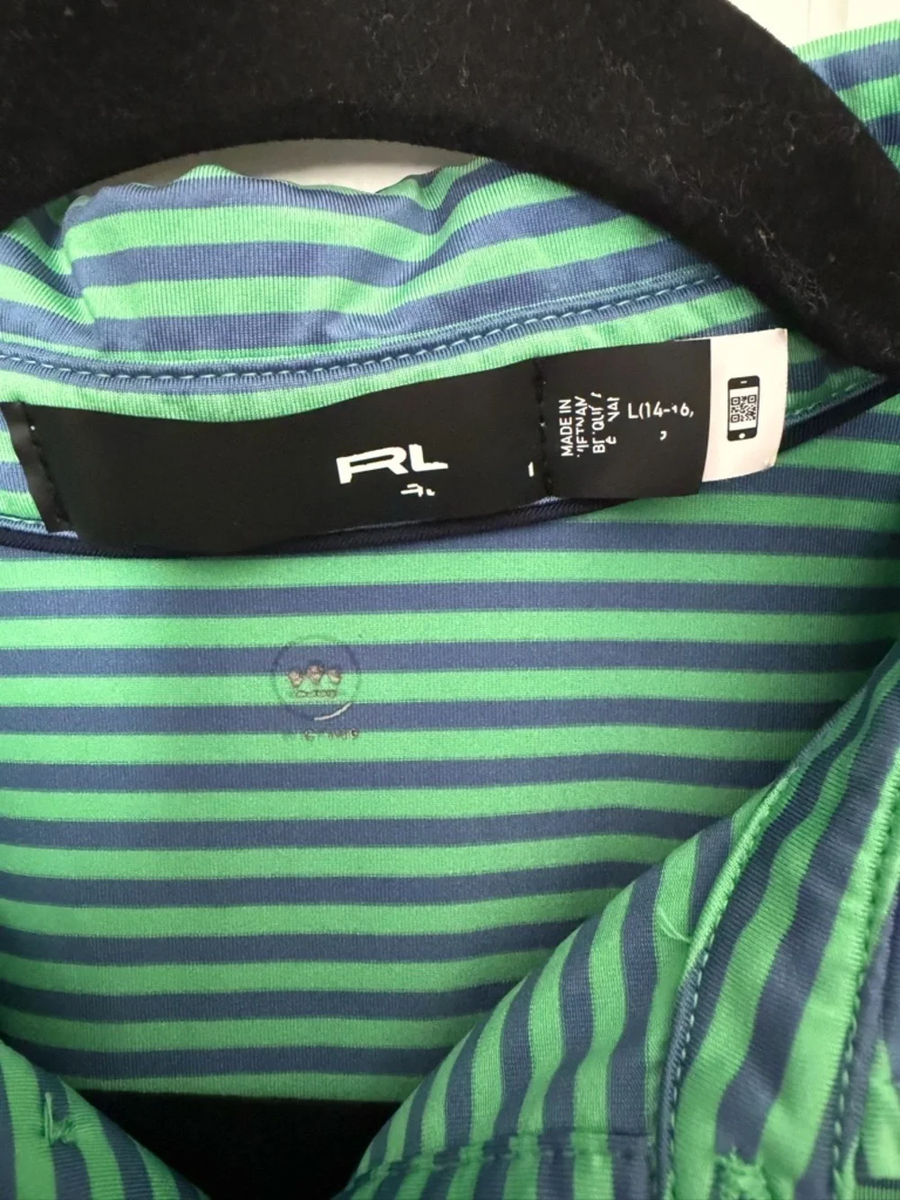 Boys RLX Green and Blue Striped Polo Shirt